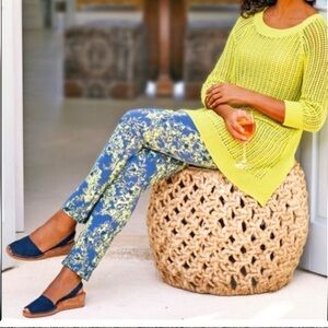 Soft Surroundings Chartreuse Fishnet Tunic Sweater and Pants - 3 pc set
